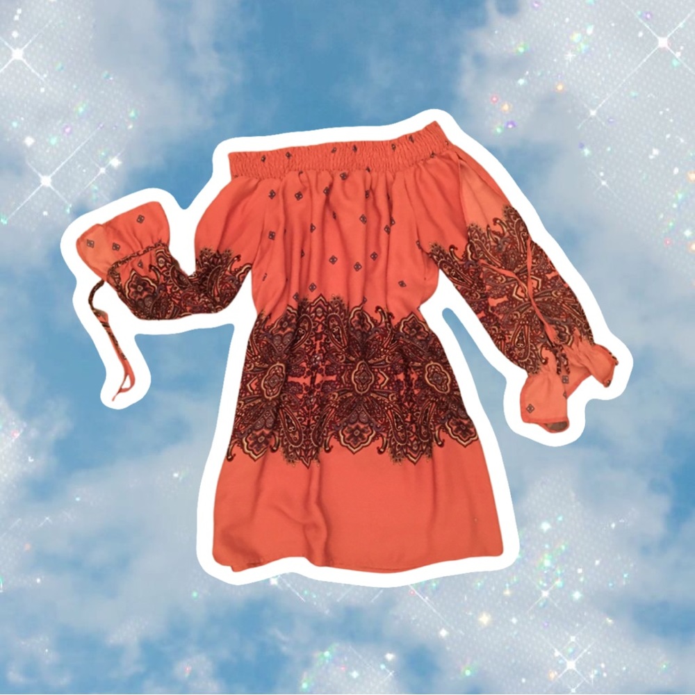 S - Off shoulder lantern sleeve dress